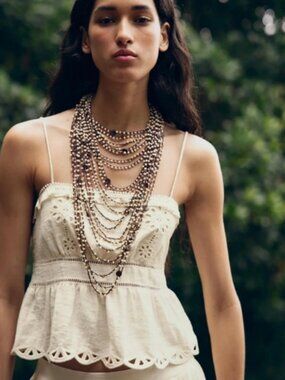 Zara Eyelet Embroidered Cropped Tank Top